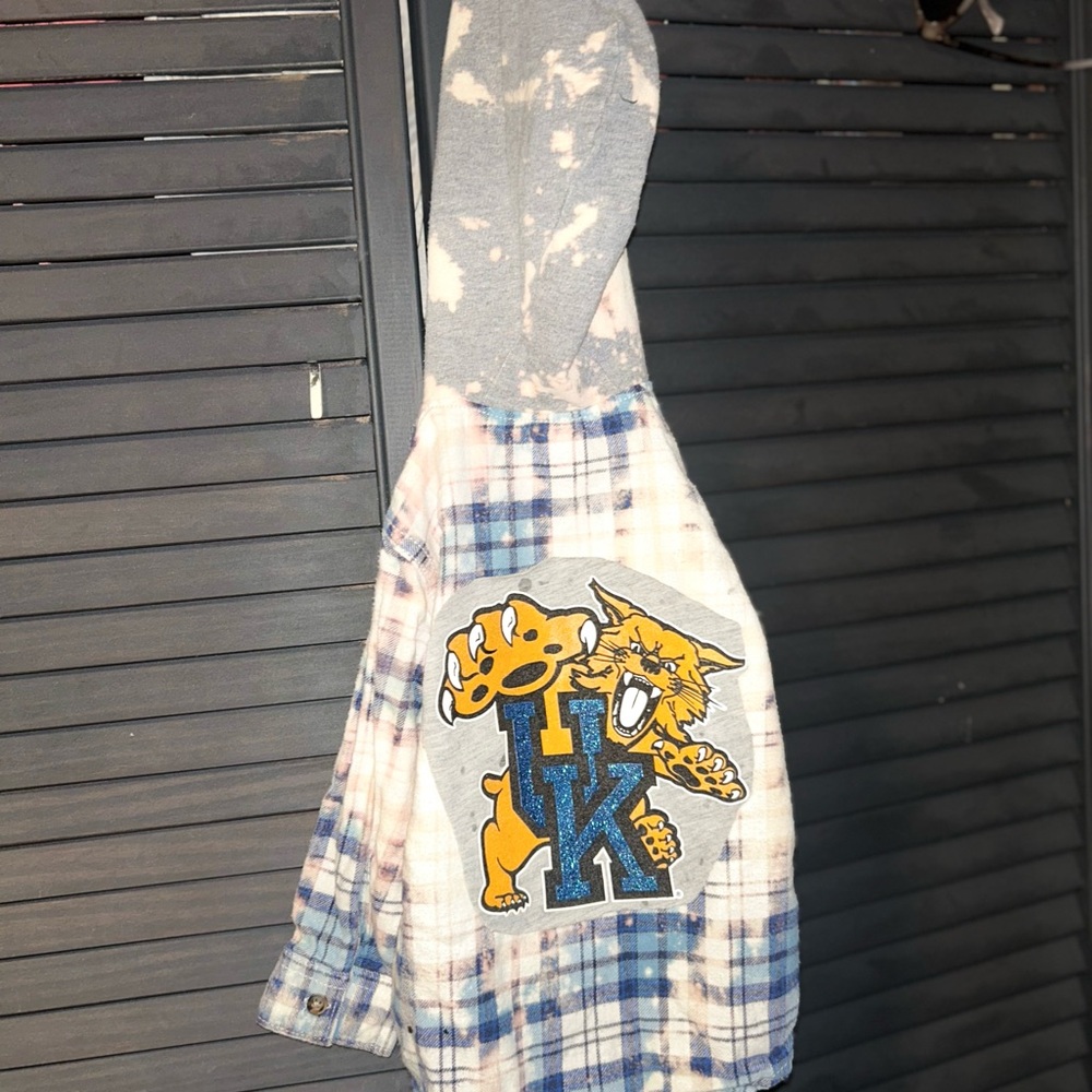 Plaid Hoodie with Wildcat Graphic